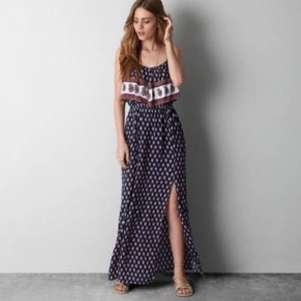 Beachy American Eagle gauze maxi sundress size S